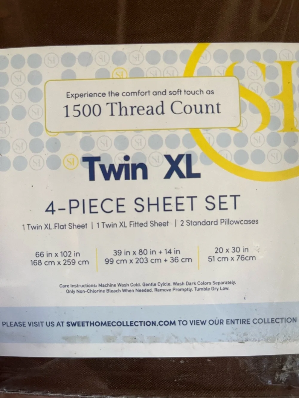 Sweet Home Twin XL 3PC Sheet Set in Brown
